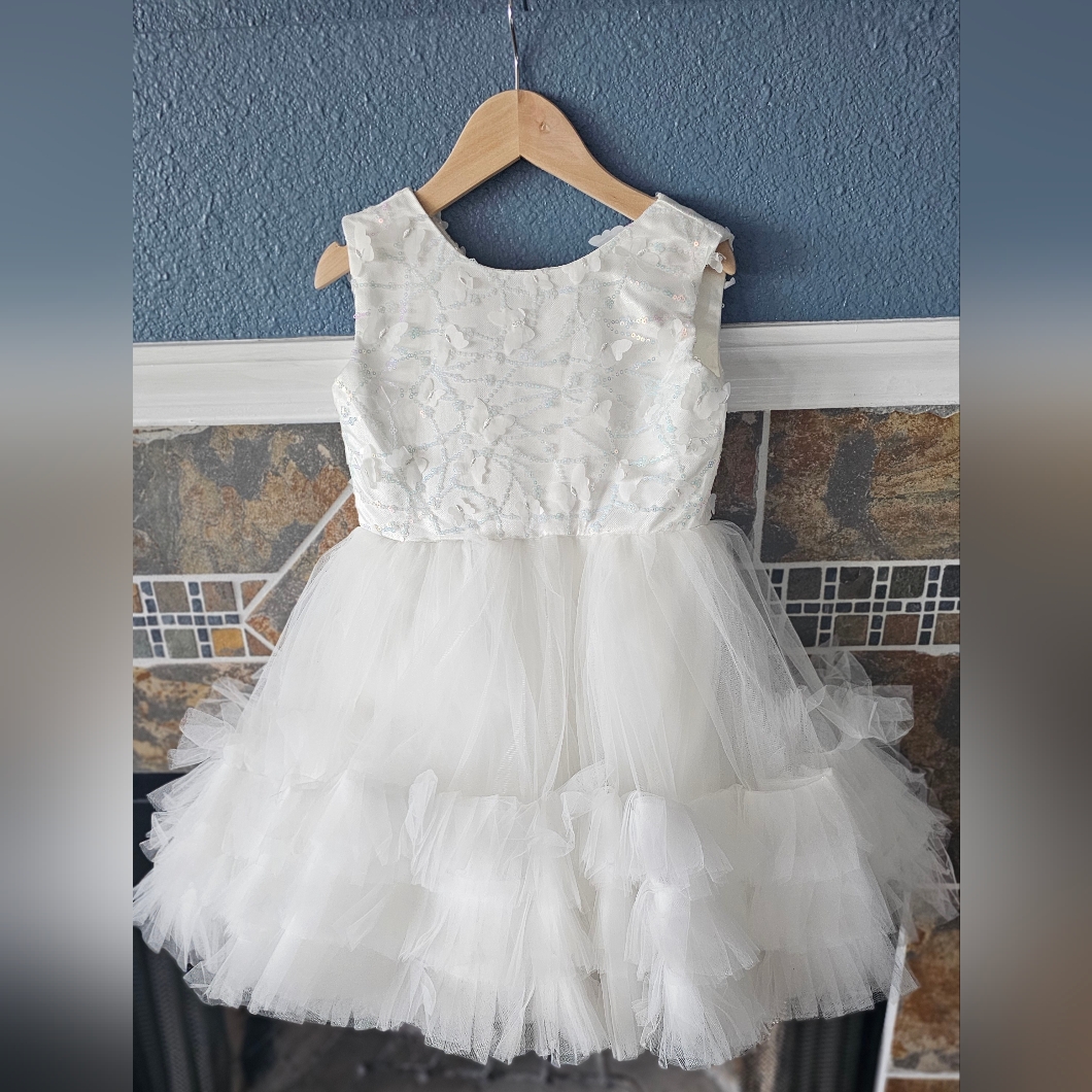 White Pagent Party Dress Girls 6